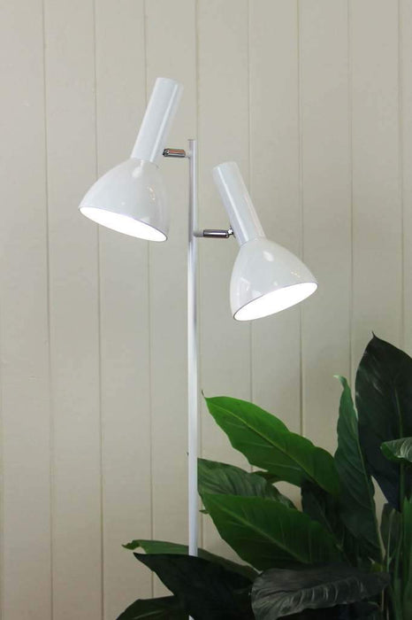 White floor lamp with two shades